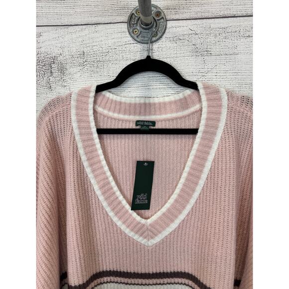 Wild Fable Plus Size Light Pink Knit Stripe V-Neck Sweater Size 4X - Picture 3 of 8